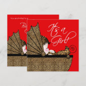 Rode Luipaard Baby Meisje Douche Kaart (Voorkant / Achterkant)