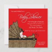 Rode Luipaard Baby Meisje Douche Kaart (Achterkant)