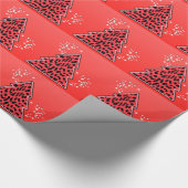 Rode Luipaard Jachtluipaard Kerstboom Cadeaupapier (Hoek)