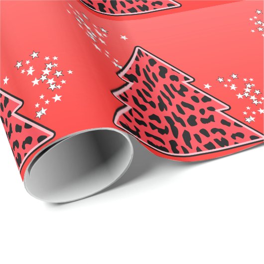 Rode Luipaard Jachtluipaard Kerstboom Cadeaupapier (Rol Hoek)