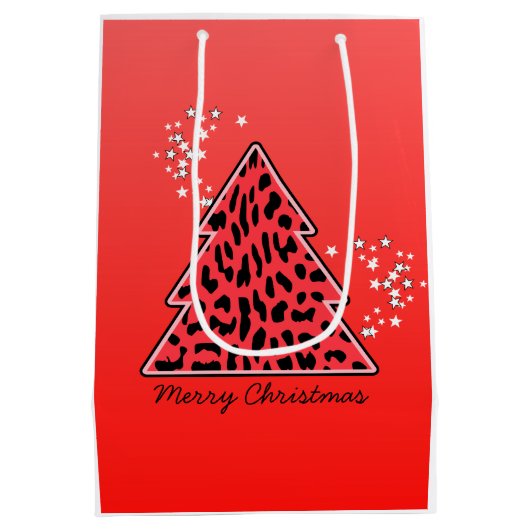 Rode Luipaard Jachtluipaard Kerstboom Medium Cadeauzakje (Achterkant)