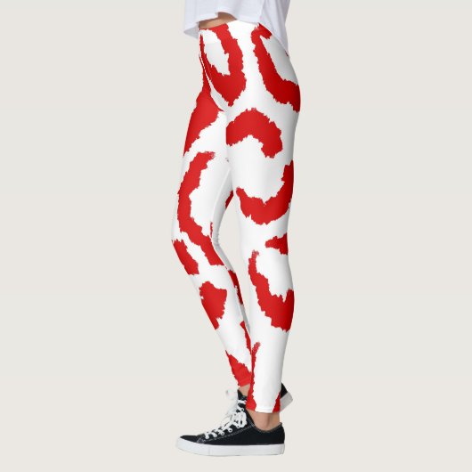Rode luipaard patroon leggings (Links)
