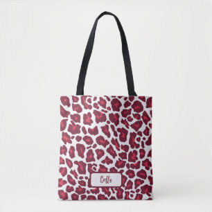 Rode luipaard patroon tote bag