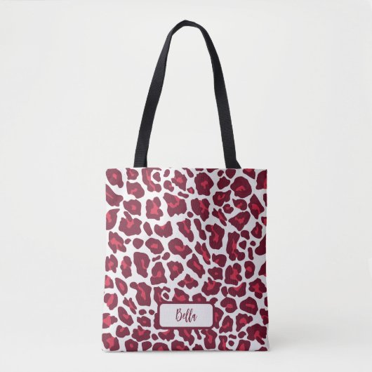Rode luipaard patroon tote bag (Voorkant)
