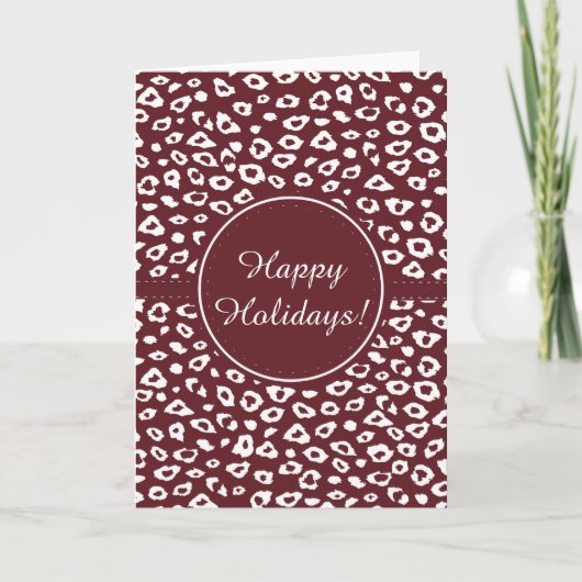 Rode luipaard print Kerstmis Feestdagen Kaart (Voorkant)