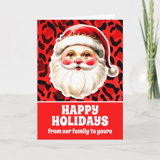 Rode luipaard Print Retro Kerstman Kerstmis Feestdagen Kaart (Voorkant)