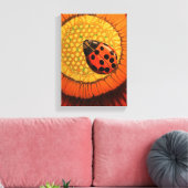 Rode luis op een fluitende zink canvas afdruk (Insitu (Woonkamer))