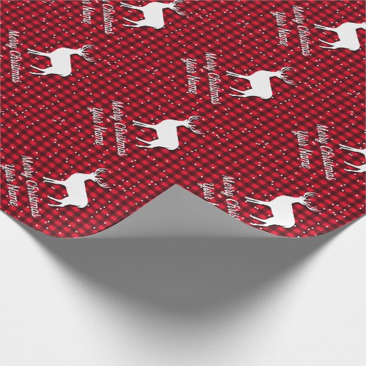 Rode lumberjack buffelhert met kerstmis cadeaupapier (Hoek)