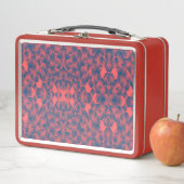 Rode lunchbox met een geometrisch blauw en roze  (In situ)