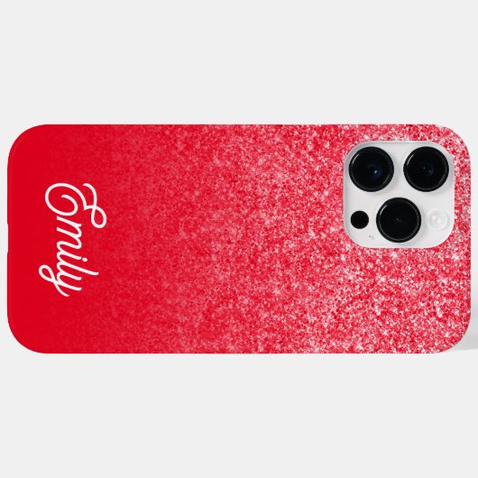Rode Luxe Glitter en Ombre Case-Mate iPhone Case (Achterkant (horizontaal))
