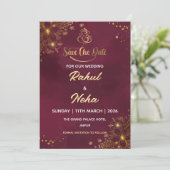 Rode luxe Indiase Save the Date-kaart Kaart (Staand voorkant)
