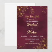 Rode luxe Indiase Save the Date-kaart Kaart (Voorkant / Achterkant)