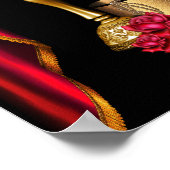 Rode luxe vrouw goud zwart poster (Hoek)