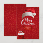 Rode luxekaart Kerstmis, familiekaart Kerstmis Bedankkaart (Voorkant / Achterkant)