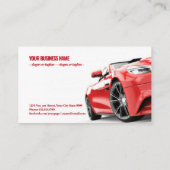 Rode luxewagen geïsoleerd op wit visitekaartje (Achterkant)