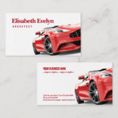 Rode luxewagen geïsoleerd op wit visitekaartje (Voorkant / Achterkant)