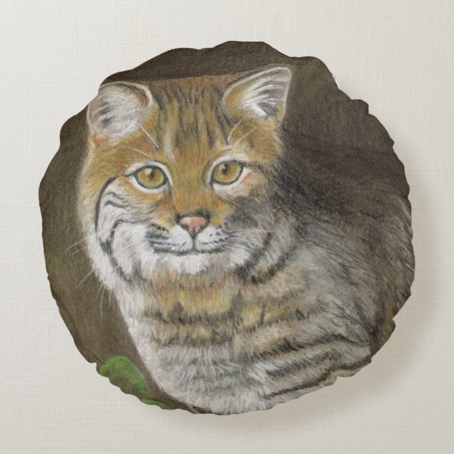 Rode lynx rond kussen (Achterkant)