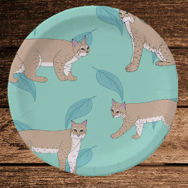 Rode lynxen papieren bordje