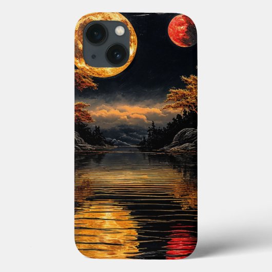 Rode Maan Boven Water Romantische Nachtelijke Heme Case-Mate iPhone Case (Achterkant)