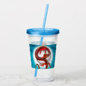 Rode Maan Draak Hemelse Fantasie Kunst Acryl Drinkbeker (Achterkant)