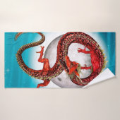 Rode Maan Draak Hemelse Fantasie Kunst Badhanddoek (Badhanddoek)