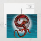 Rode Maan Draak Hemelse Fantasie Kunst Briefkaart (Voorkant / Achterkant)