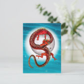 Rode Maan Draak Hemelse Fantasie Kunst Briefkaart (Staand voorkant)
