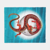Rode Maan Draak Hemelse Fantasie Kunst Fleece Deken (Voorkant (Horizontaal))