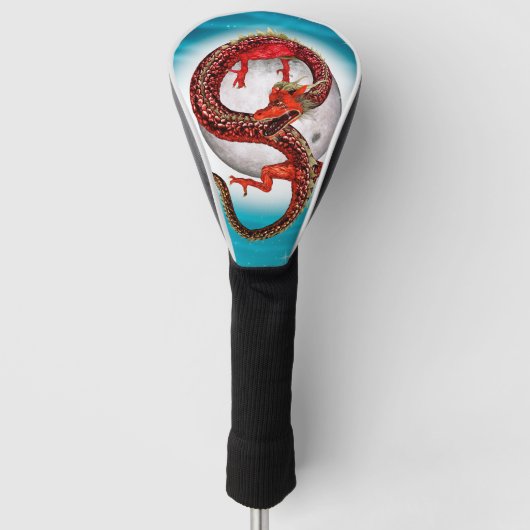 Rode Maan Draak Hemelse Fantasie Kunst Golfheadcover (Voorkant)