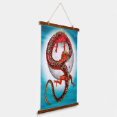 Rode Maan Draak Hemelse Fantasie Kunst Hangend Wandkleed (Gebogen)