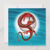Rode Maan Draak Hemelse Fantasie Kunst Kaart (Achterkant)