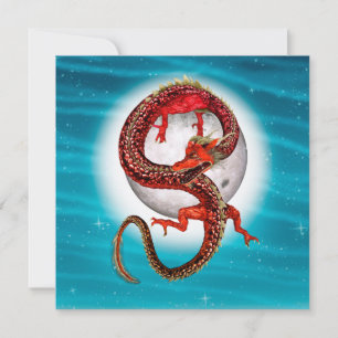Rode Maan Draak Hemelse Fantasie Kunst Kaart