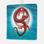 Rode Maan Draak Hemelse Fantasie Kunst Keramisch Ornament (Links)