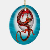 Rode Maan Draak Hemelse Fantasie Kunst Keramisch Ornament (Rechts)