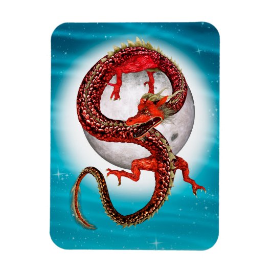 Rode Maan Draak Hemelse Fantasie Kunst Magneet (Verticaal)