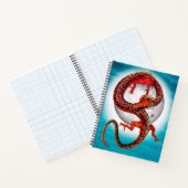 Rode Maan Draak Hemelse Fantasie Kunst Notitieboek (Binnen)