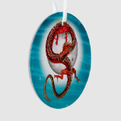 Rode Maan Draak Hemelse Fantasie Kunst Ornament (voorkant)