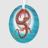 Rode Maan Draak Hemelse Fantasie Kunst Ornament (voorkant)