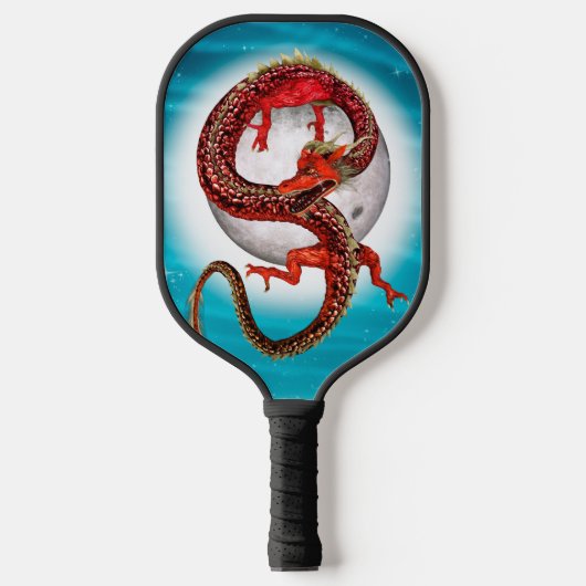 Rode Maan Draak Hemelse Fantasie Kunst Pickleball Paddle (Voorkant)