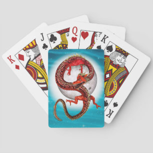 Rode Maan Draak Hemelse Fantasie Kunst Pokerkaarten