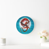 Rode Maan Draak Hemelse Fantasie Kunst Ronde Klok (Huis)