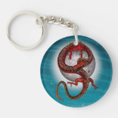 Rode Maan Draak Hemelse Fantasie Kunst Sleutelhanger (Voorkant)