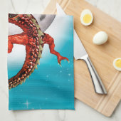 Rode Maan Draak Hemelse Fantasie Kunst Theedoek (Quarter Fold)