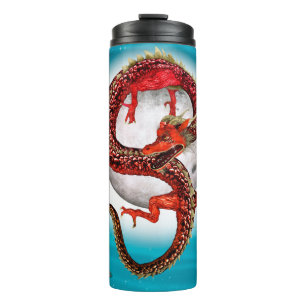 Rode Maan Draak Hemelse Fantasie Kunst Thermosbeker