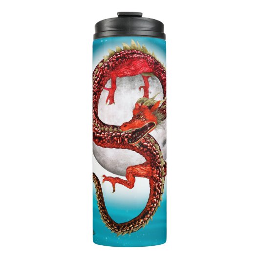 Rode Maan Draak Hemelse Fantasie Kunst Thermosbeker (Voorkant)