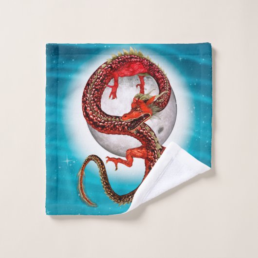 Rode Maan Draak Hemelse Fantasie Kunst Washandje (Wasdoekje)