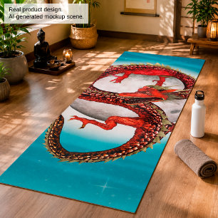 Rode Maan Draak Hemelse Fantasie Kunst Yogamat