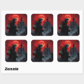 Rode Maan Halloween Vierkante Sticker (Vel)
