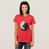 Rode Maan met Cat Artistic T-Shirt Design (Voorkant volledig)