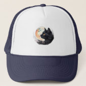 Rode Maan met Cat Artistic T-Shirt Design Trucker Pet (Voorkant)
